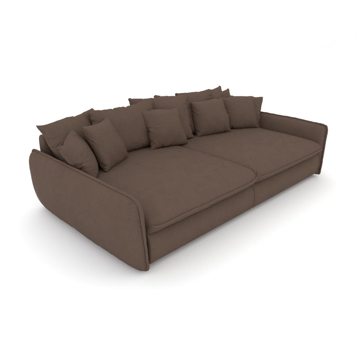 BIGSOFA Hereford XXL Flachgewebe Braun inkl. 12 Kissen 274/131/61 cm - Dunkelbraun, Kunststoff/Textil (274/61/131cm) - foamnova
