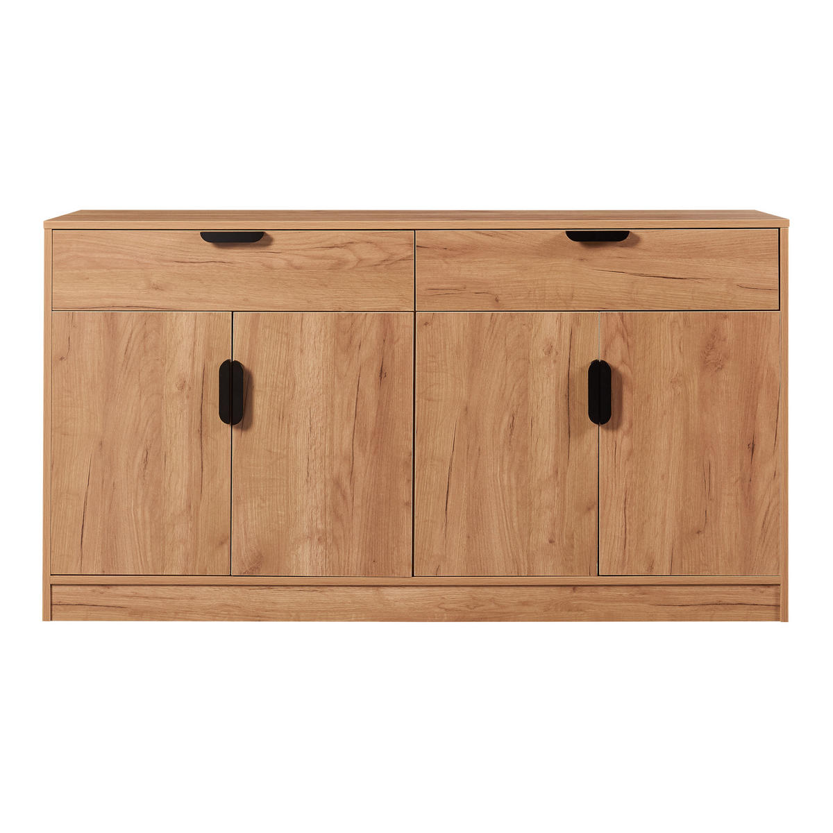 SIDEBOARD Varkaus - Eichefarben/Schwarz, Holzwerkstoff (140/75/40cm) - [en.casa]