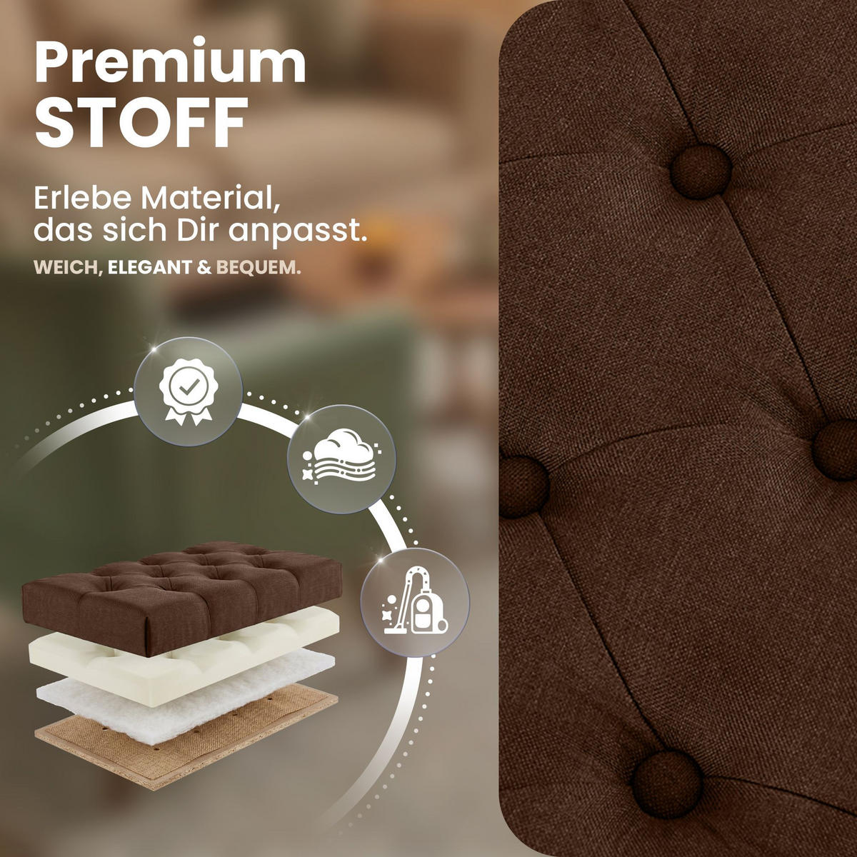 SITZBANK 100/38 cm Stoff Braun - Schwarz/Braun, Textil/Metall (100/46/38cm) - CLP