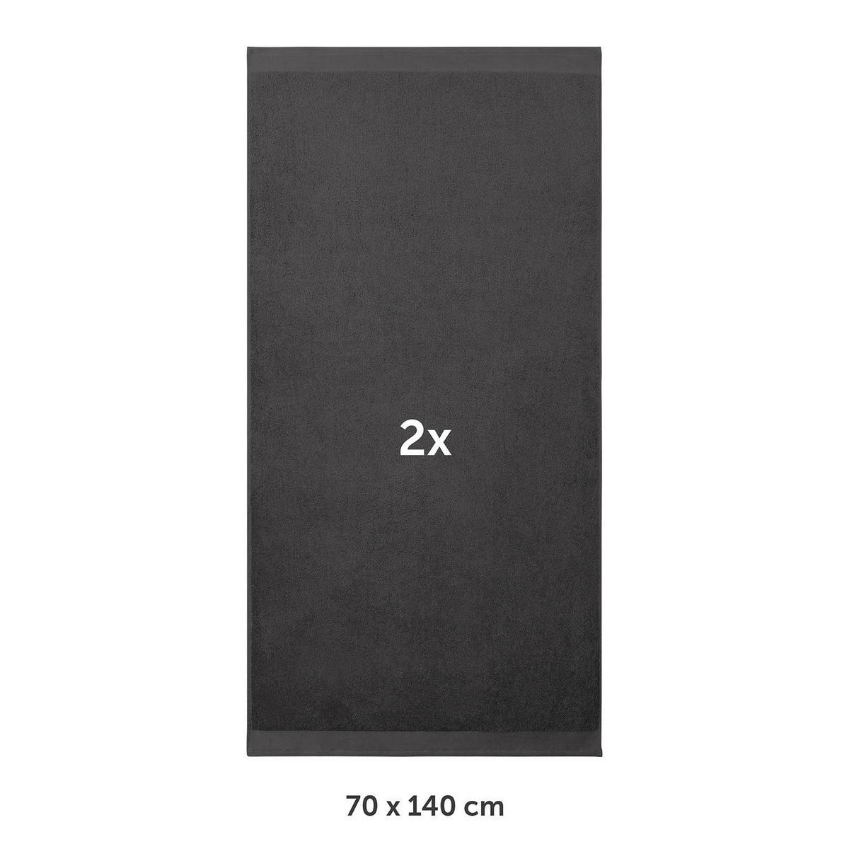 BADETUCH 2er-Set, 2x Badetuch 70/140 cm, Dunkelgrau - Dunkelgrau, Textil (70/140cm) - Blumtal