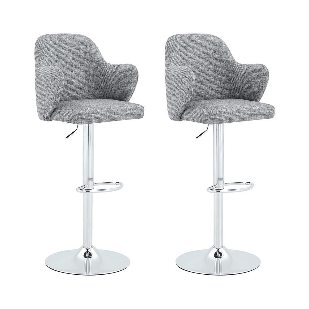 SET TABURET BAR (2 BUC) cu cotiere, rotire 360°, Gri - gri, material textil (37.6/118/45cm) - KOMHTOM