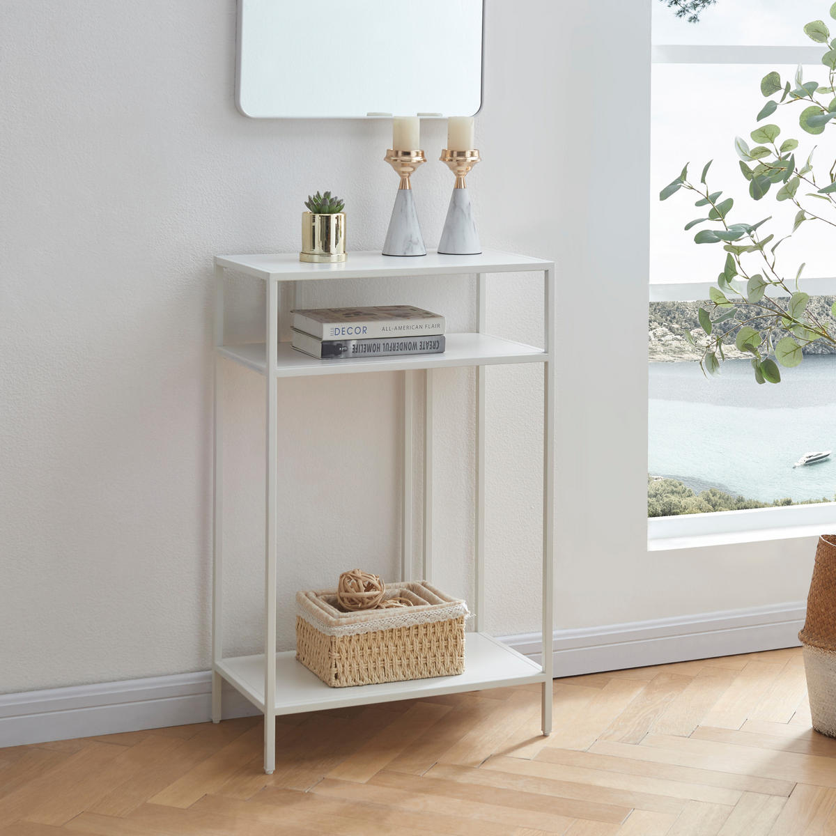KONSOLENTISCH Kumlinge - Weiß, Metall (30/55/85cm) - [en.casa]
