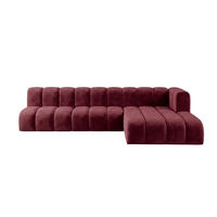 ECKSOFA Modulares In L-Form, Velvet-Stoff Riviera, Rotwein, Rechts, GRAND 295 cm - Dunkelrot, Holz (295/179cm) - Kaiser Möbel