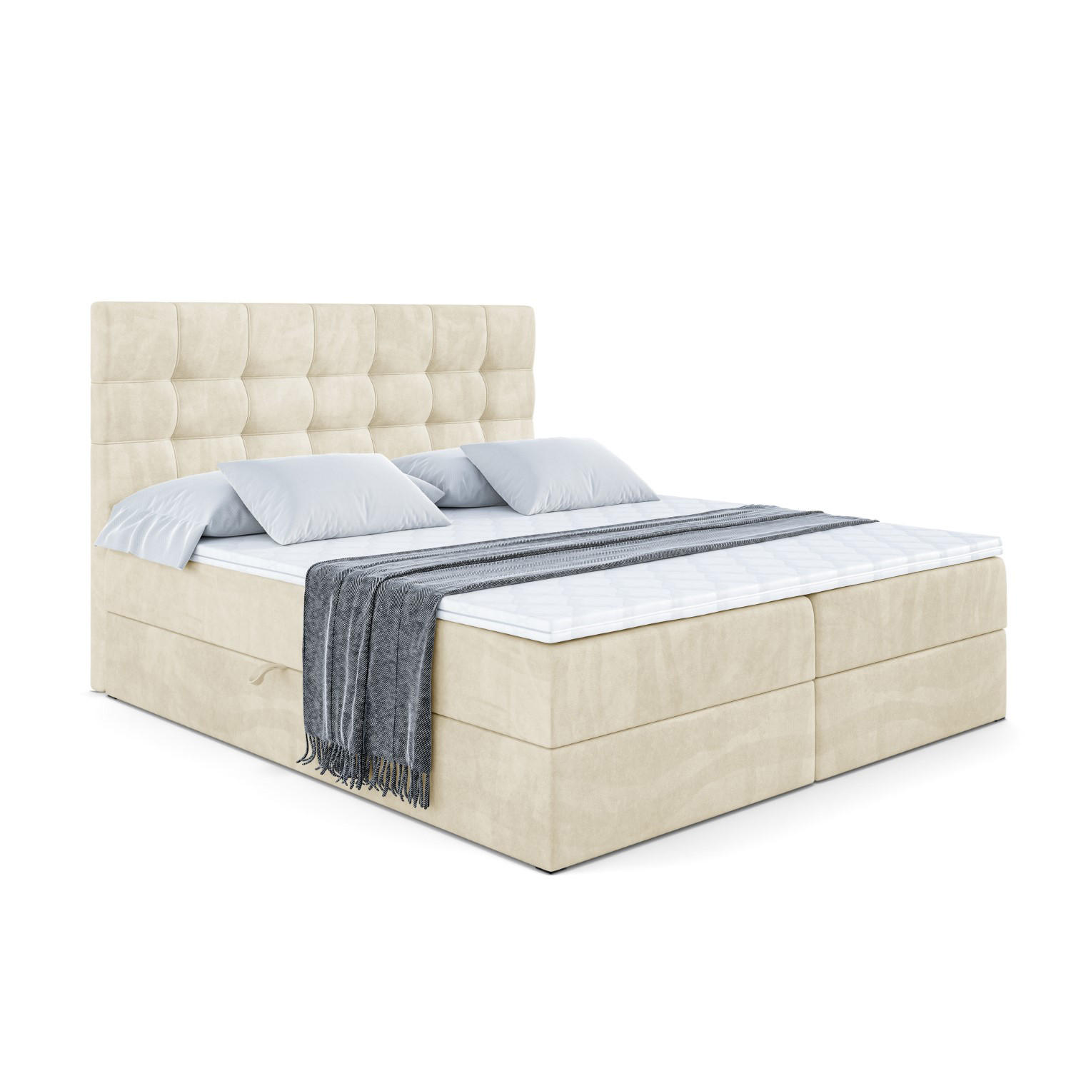 BOXBETT mit H3-Matratze und Lattenrost - BERO - 140x200 Beige - Beige, Holzwerkstoff (140/200cm) - ALTDECOR