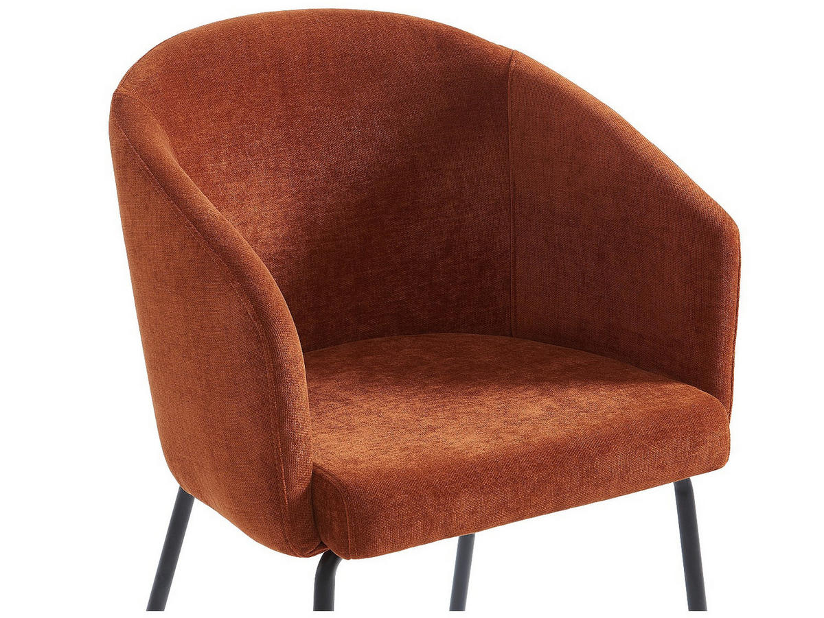 STUHL 2er-Set mit Armlehnen - Stoff & Metall - Terracotta - MORONI - Braun, Textil (58.5/79/56.5cm) - Pascal Morabito