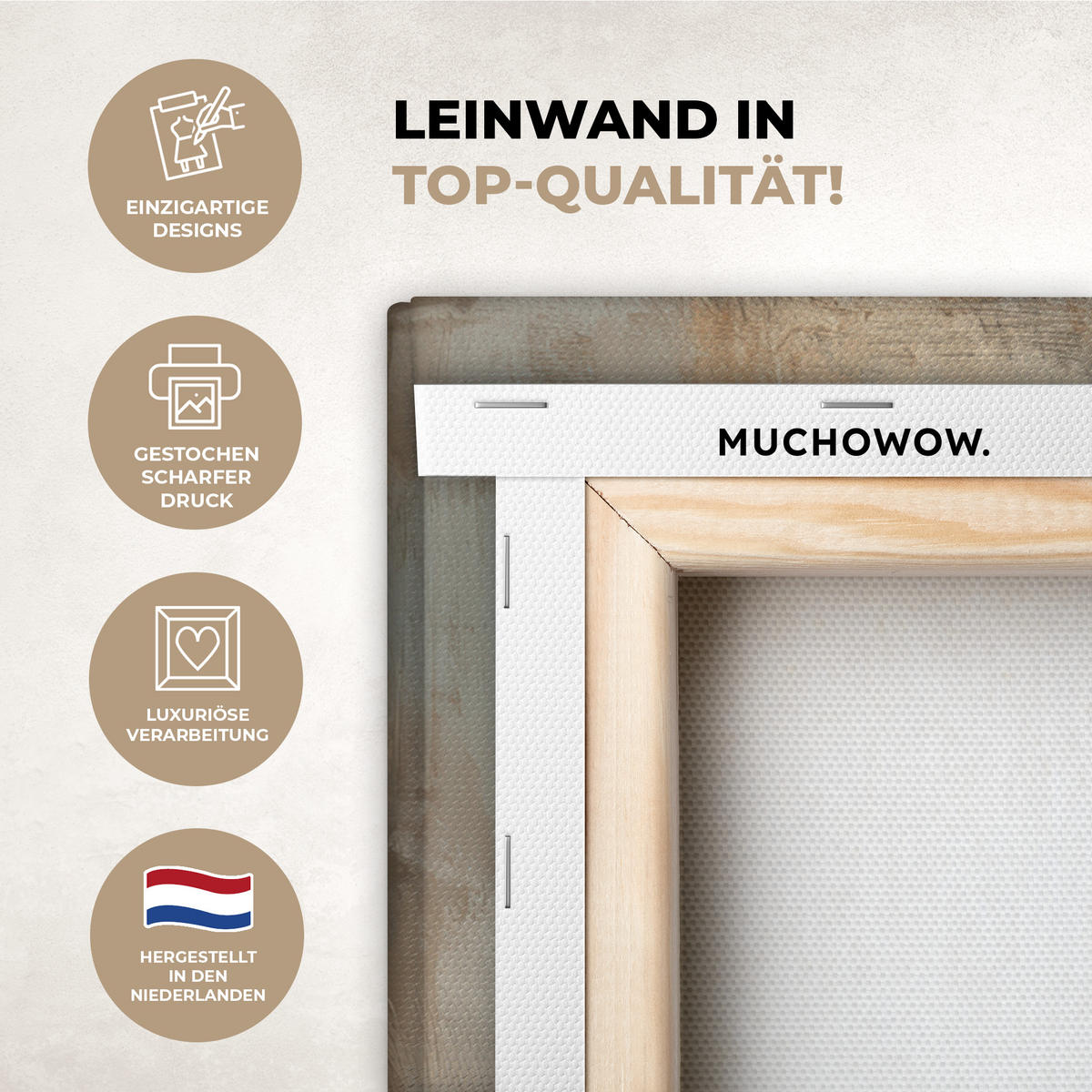 LEINWANDBILD Abstrakt - Kreuz - Hand - Christentum Wandbild Wohnzimmer 50x50 cm - Hellbraun, Textil (50/50cm) - MuchoWow