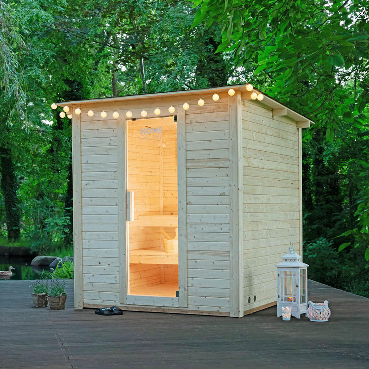 SAUNAHAUS TALO L - Größe: L - Braun, Holz (42/220/30cm) - Home Deluxe