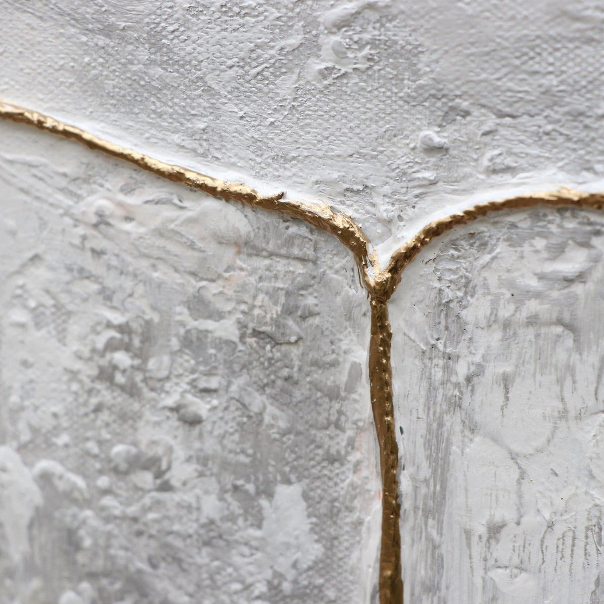 GEMÄLDE Goldene Schleife Schattenfugenrahmen Weiß 140x70 cm - Weiß, Holz (140/70cm) - YS-art gallery
