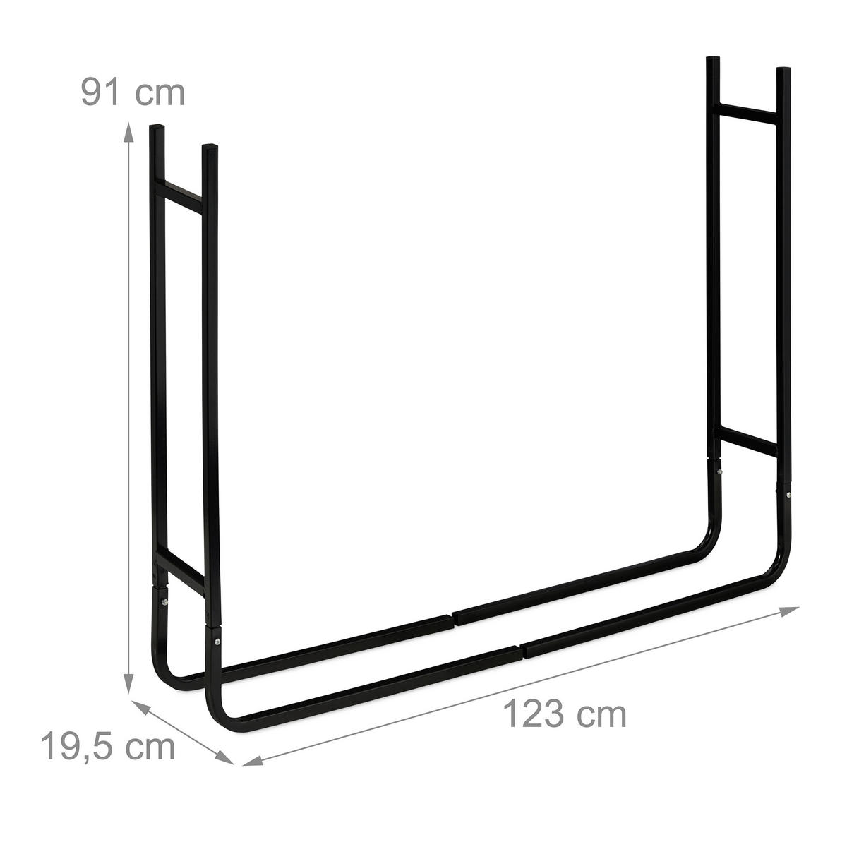 KAMINHOLZREGAL - Schwarz, Metall (123/91/19.5cm) - Relaxdays