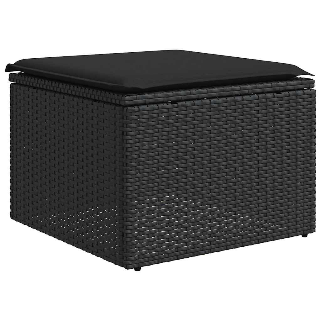 GARTENHOCKER Mit Kissen Schwarz 55/55/37 Cm Poly Rattan - Schwarz, Kunststoff (55/37/55cm) - vidaXL