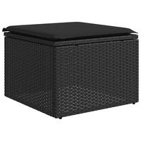 GARTENHOCKER Mit Kissen Schwarz 55/55/37 Cm Poly Rattan - Schwarz, Kunststoff (55/37/55cm) - vidaXL