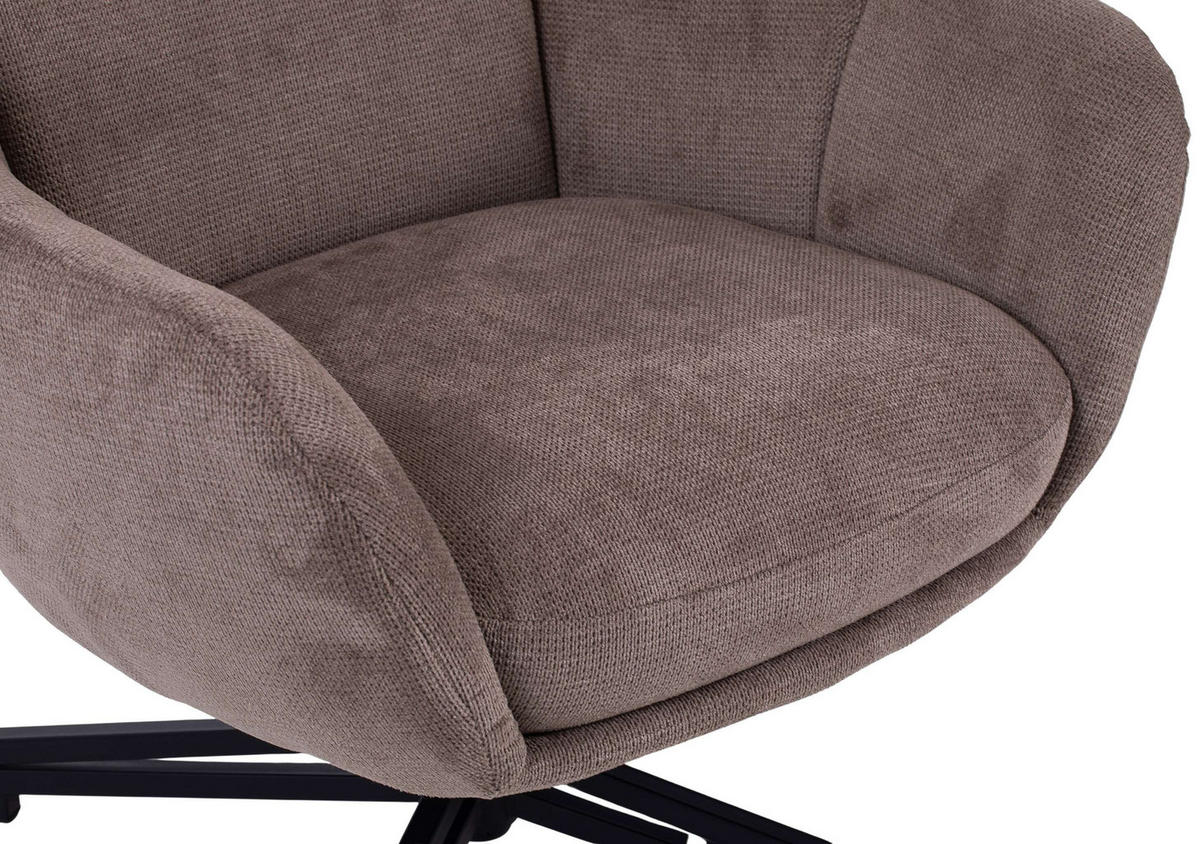 OHRENSESSEL Marconia braun drehbar - Schwarz/Braun, Textil/Metall (75/109/80cm) - Mr. Deko