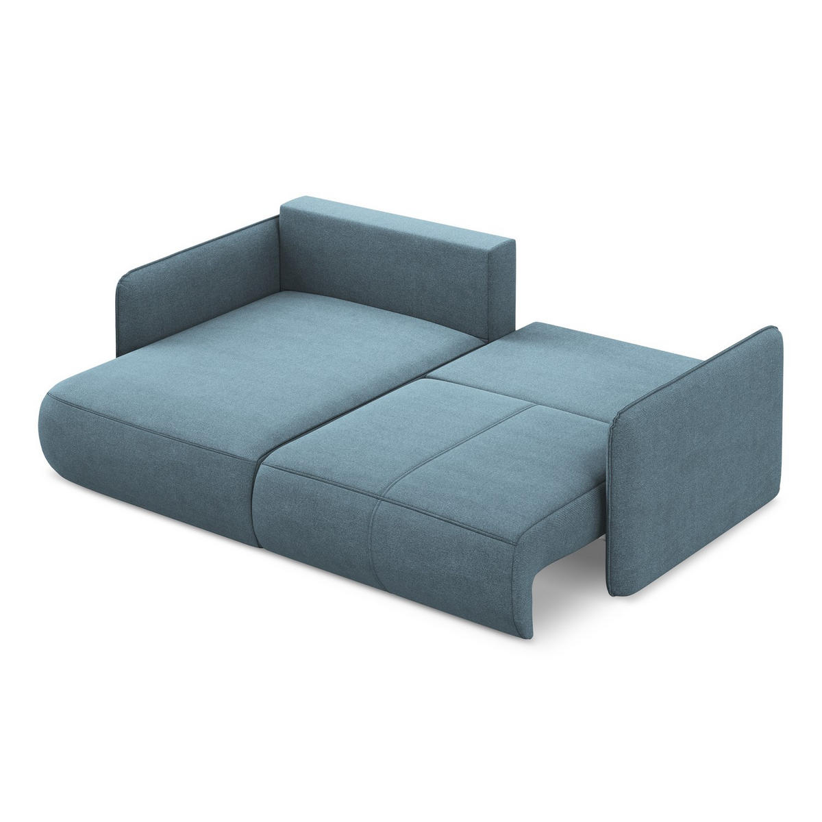 ECKSOFA mit Schlaffunktion Strukturstoff Stoff Blau - Blau/Schwarz, Kunststoff/Textil (148/207cm) - LaMiaSofa