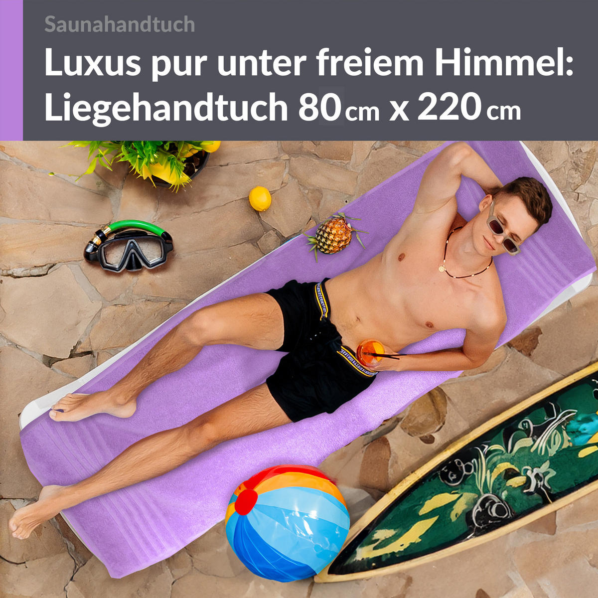 SAUNATUCH London Flieder Lila 80x220 cm - Flieder, Textil (80/220cm) - Lashuma