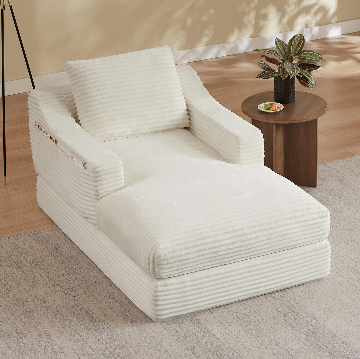 SESSEL aus Cord mit Ausziehfunktion Weiß - Weiß, Textil (162/68/100cm) - Meubliv