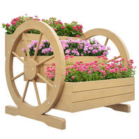 HOCHBEET 3-Stufig DE-12151 mit 2 Wagenrädern, 62/61/57 cm Natur - Naturfarben, Holz (62/57/61cm) - ComfortXL