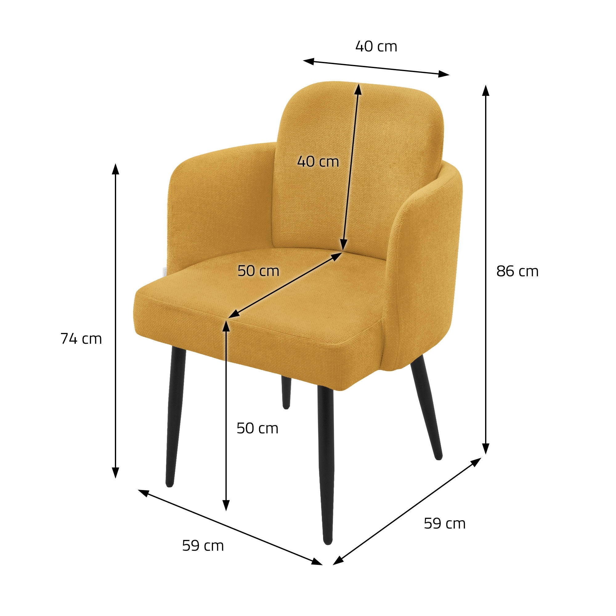 Thumbnail - Ml-Design Esszimmerstühle, Gelb, Textil, 59x86x59 cm, Esszimmer, Stühle, Esszimmerstühle, Vierfußstühle