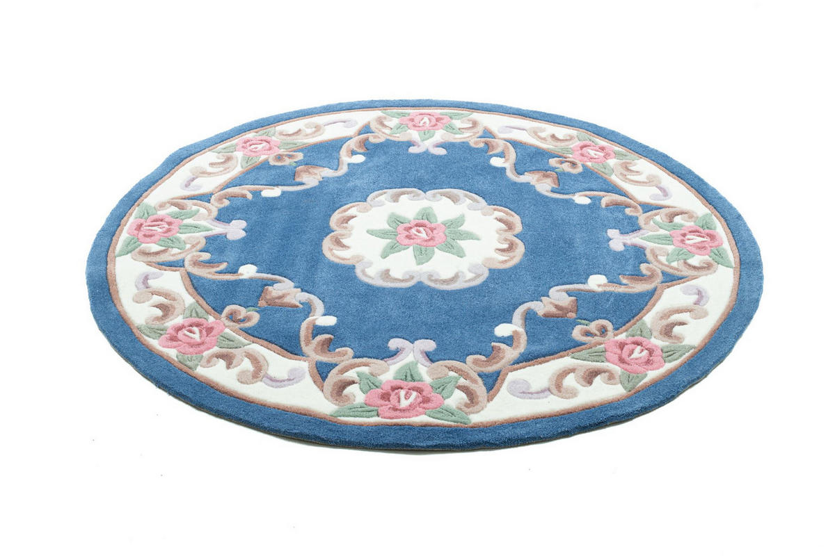 HANDTUFTTEPPICH Ming 150x150 cm - Blau, Textil (150/150cm) - THEKO