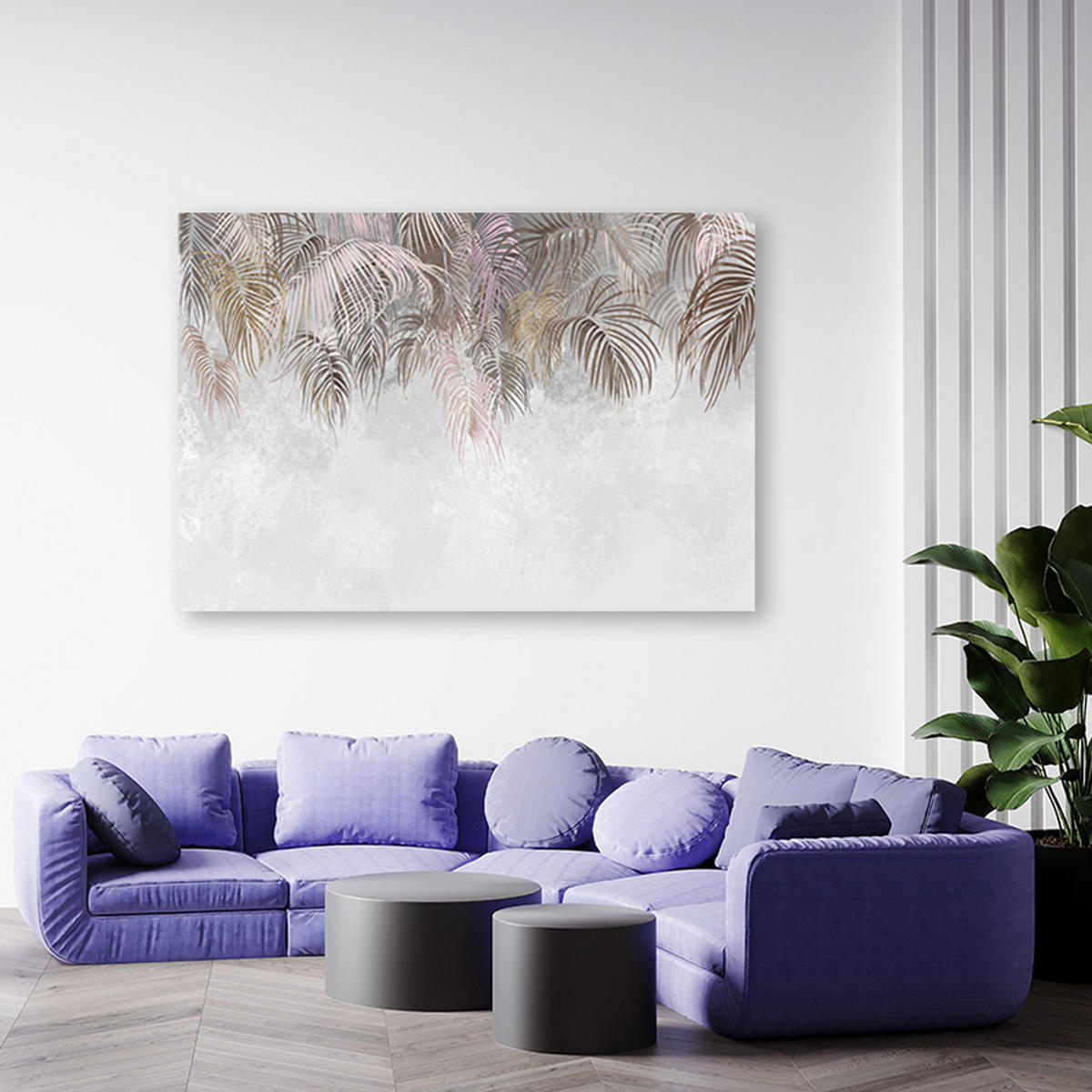 WANDBILD palmenblätter - Grau, Textil (60/40cm) - Feeby