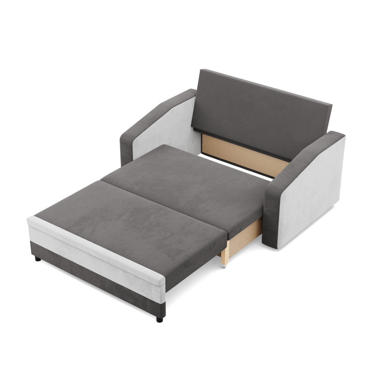 SOFA 2-SITZER MIT SCHLAFFUNKTION ORION, Grau + Weiß - Weiß/Grau, Textil (148/90/87cm)