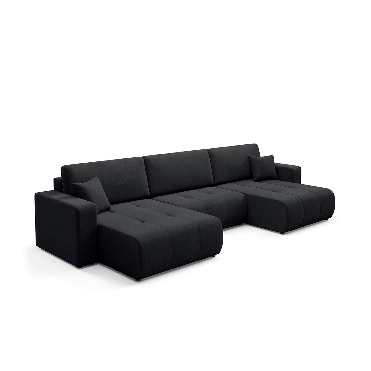 PANORAMASOFA Giulia 5 Sitzplätze Schwarz - Schwarz, Holz (344/82/149cm) - Petits-meubles