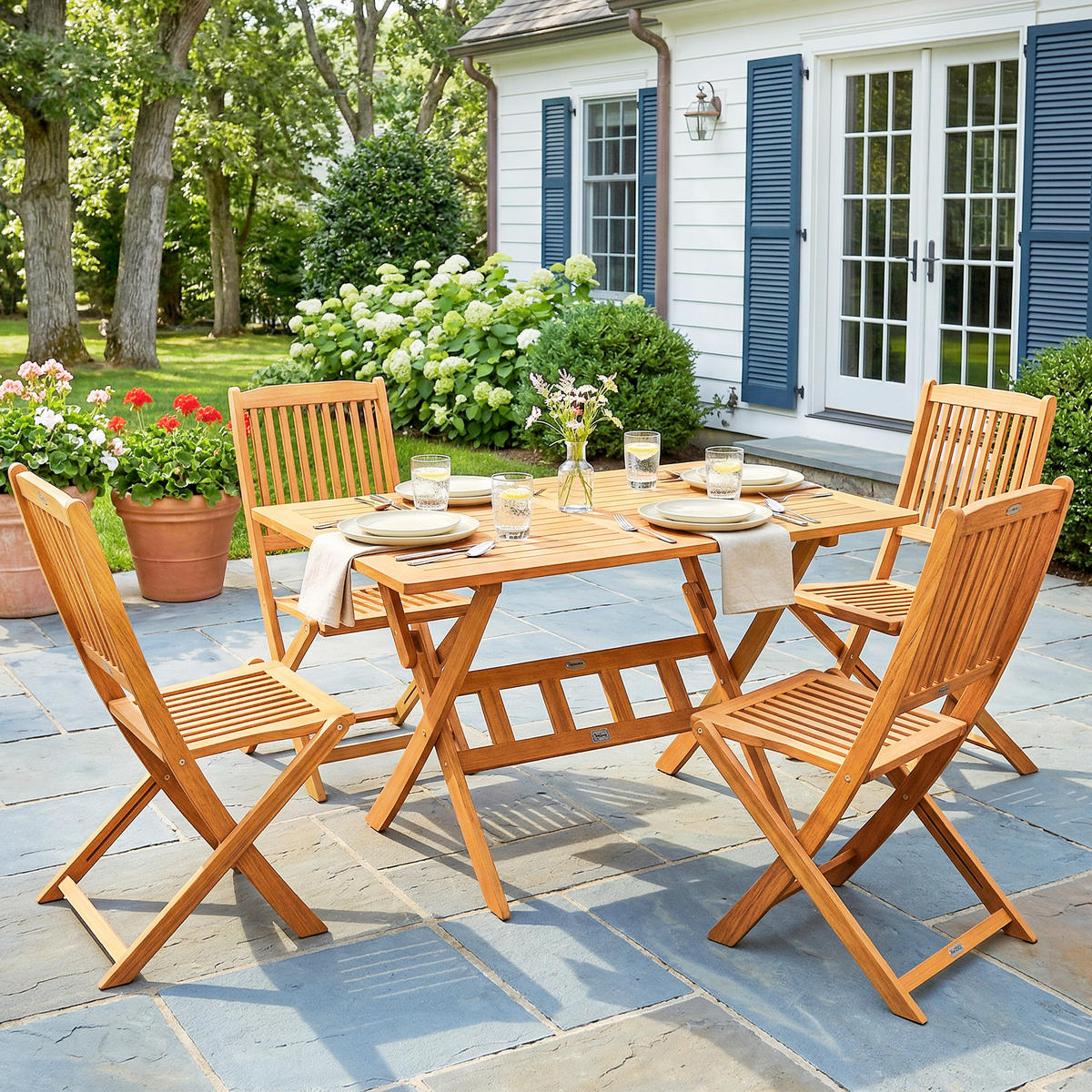GARTENMÖBEL SET 5-teilig DE-09952 Naturholz - Naturfarben, Holz - ComfortXL