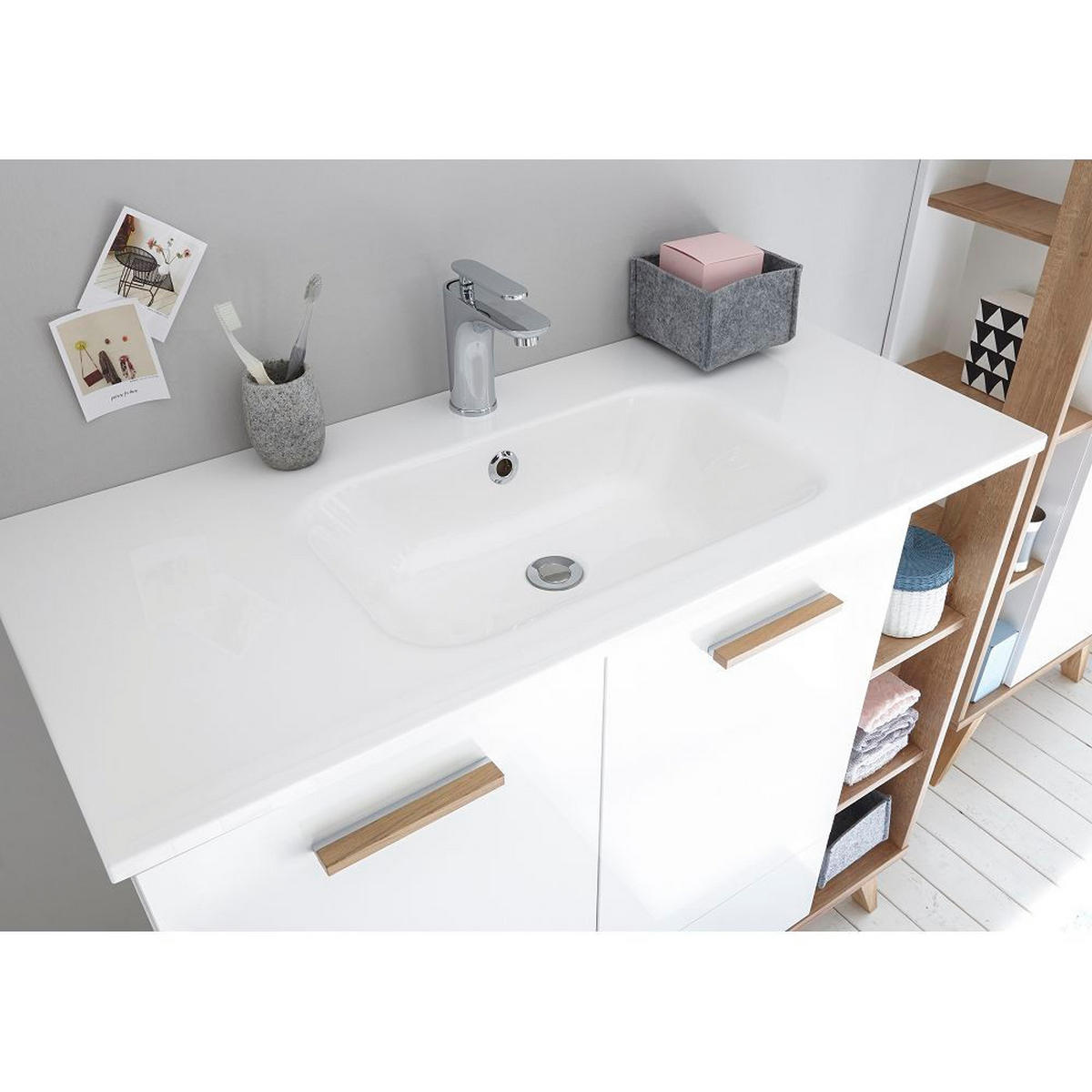 WASCHTISCH Malanje-66 - Weiß, Holzwerkstoff (101/90/46cm) - Lomado