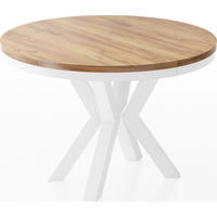 ESSTISCH Clara Weiß runder ausziehbarer, Craft Eiche 100-180/100/76 cm - Eiche Wotan/Weiß, Holzwerkstoff/Metall (100/100/76cm) - WFL GROUP