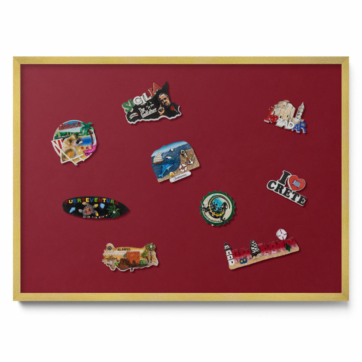 MAGNETTAFEL 70x50 cm Goldener Rahmen Burgunderrot - Rotbraun, Metall (70/50/0.4cm) - TULUP