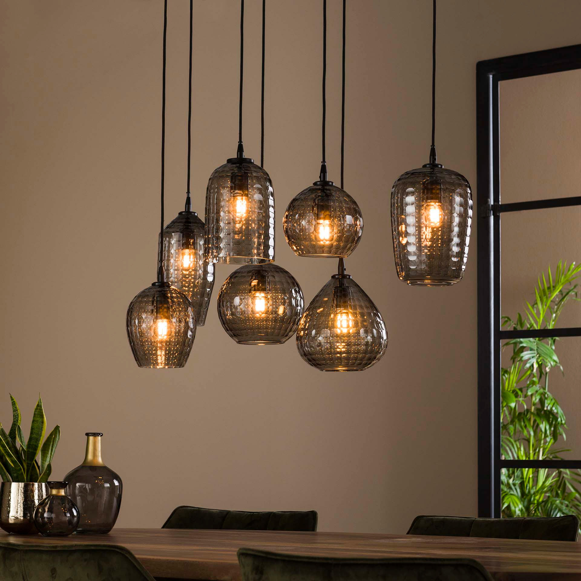 HÄNGELEUCHTE Hexa Grau 30/90/ 150 cm - Grau, Glas (30/90/150cm) - Hoyz Collection