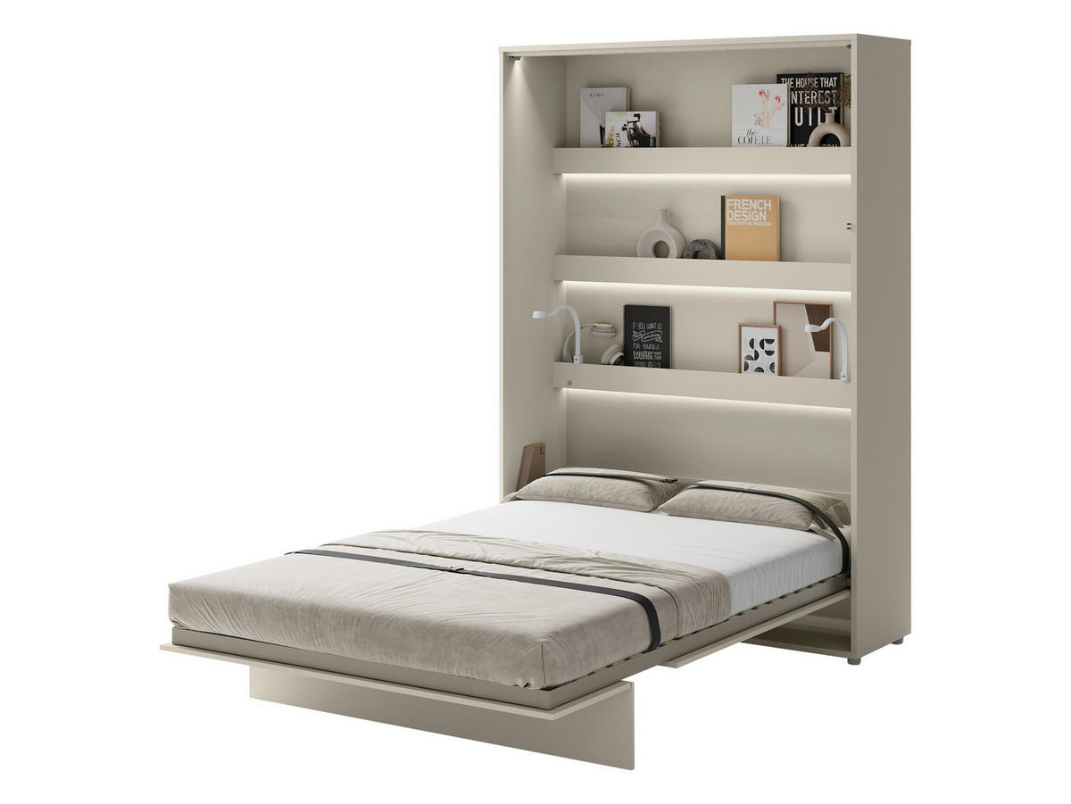 SCHRANKBETT Bed-Concept BC-01 140x200 mit zwei LED-Lampe und LED Beleuchtung - Kaschmir/Grau, Holz/Holzwerkstoff (140/200cm) - MIRJAN24