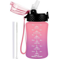 TRINKFLASCHE Kinder 350 ml mit Strohhalm und Zeitmarkierung BPA-frei auslaufsicher Rosa Lila - Multicolor, Kunststoff (7.1/7.1cm)