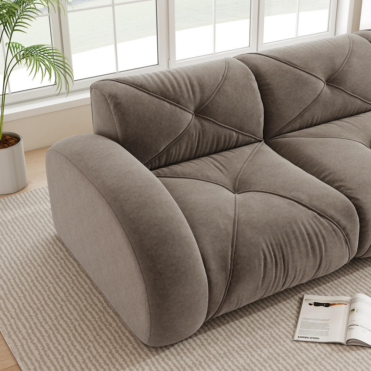SOFA rahmenlos 2-Sitzer Chenille Brown - Braun, Kunststoff (171/76/204.1cm) - Meubliv