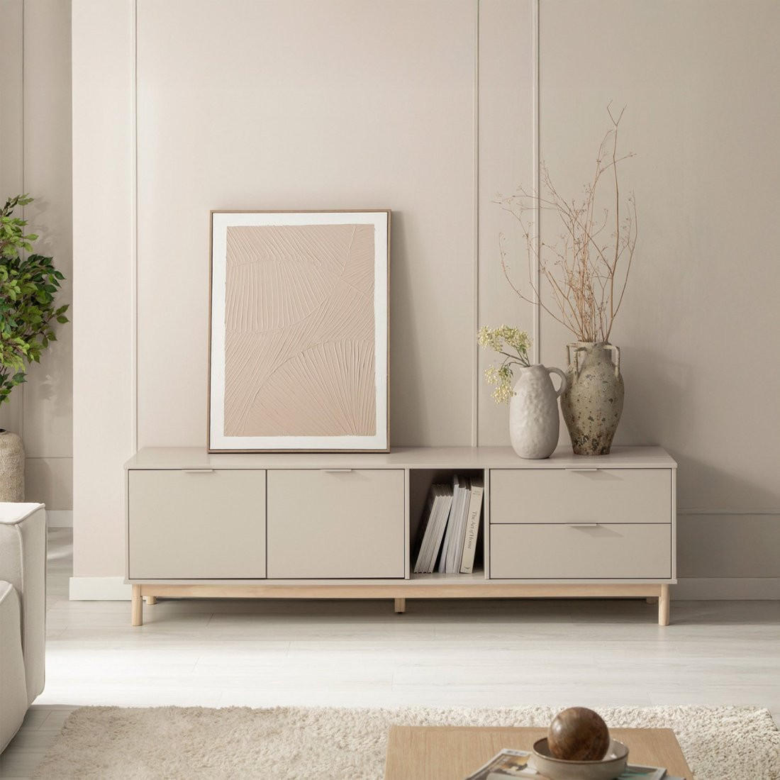 TV-ELEMENT Elian Grau 180 cm x 54 cm - Grau, Holzwerkstoff (180/54/39cm)