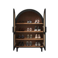 SCHUHSCHRANK 70/40/100 cm mit 2 Türen, Rattanfront und verstellbaren Böden - Naturfarben, Holzwerkstoff (70/40/100cm) - BEAOK