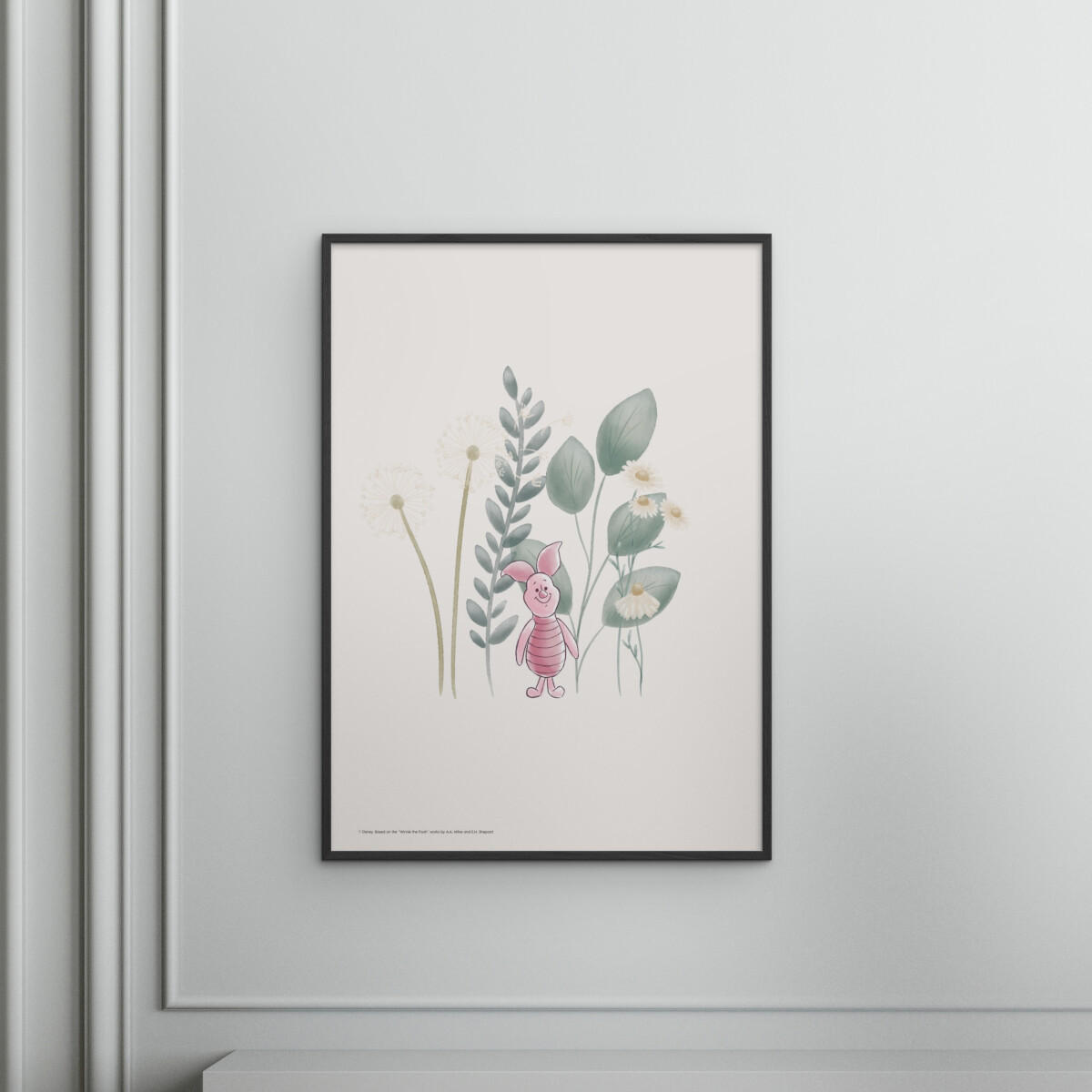 POSTER mit Rahmen Disney - Disney's Piglet Among Dandelions - Multicolor/Schwarz, Holz/Papier (50/70cm) - Poster&Frame