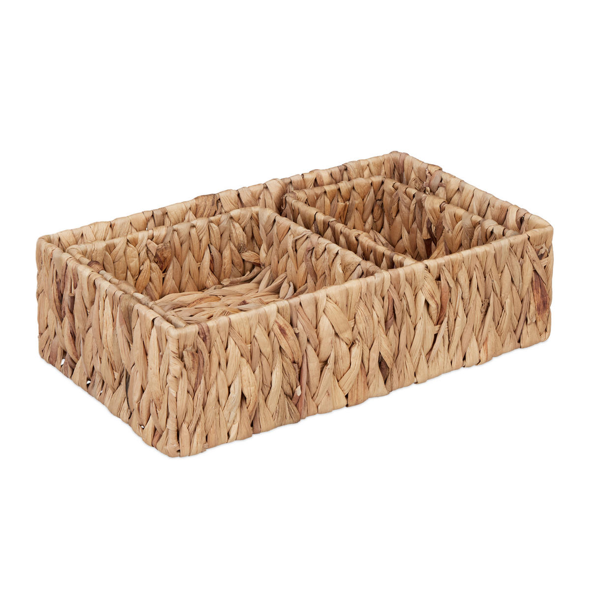 3XAUFBEWAHRUNGSKORB - Hellbraun, Textil/Metall (22/36/10cm) - Relaxdays