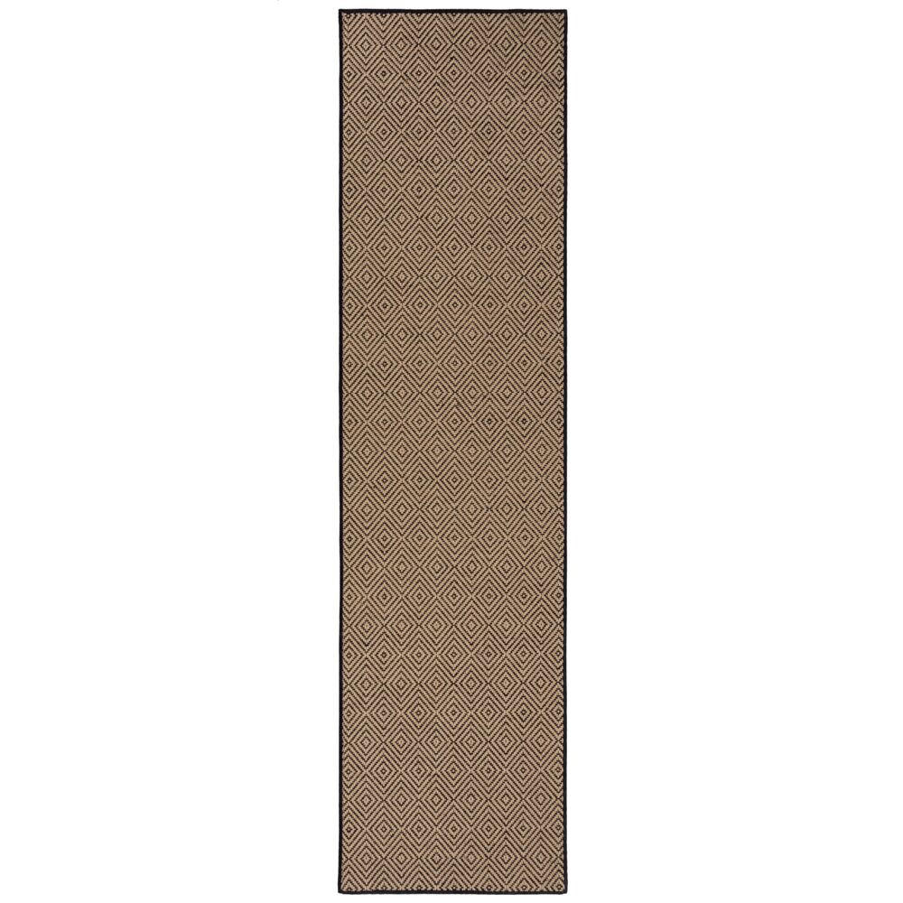 TEPPICH Jute Geometrisch-Design CARRON, Braun-Schwarz 60x800 cm - Braun, Naturmaterialien (60/800cm) - KADIMA DESIGN