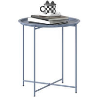 GARTENBEISTELLTISCH DE-14208 klappbar, abnehmbare Platte, Ø46x53 cm Blaugrau - Blau, Metall (46/46/50cm) - ComfortXL