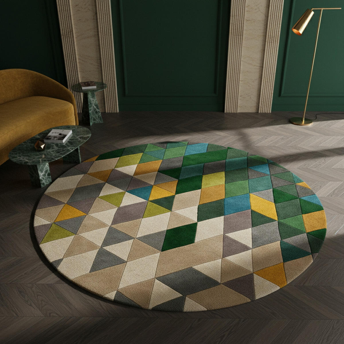 WOLLTEPPICH DERWENT Ø 160 cm - Grün, Textil (160/160cm) - KADIMA DESIGN