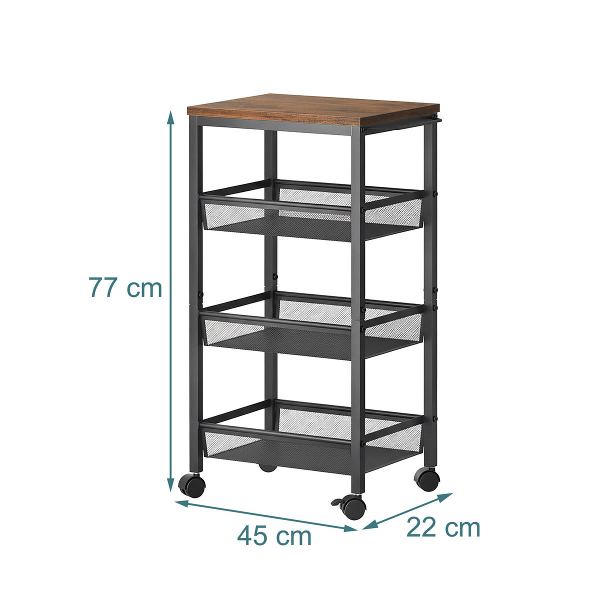 NISCHENWAGEN - Schwarz, Holzwerkstoff/Metall (22/77/45cm) - Relaxdays