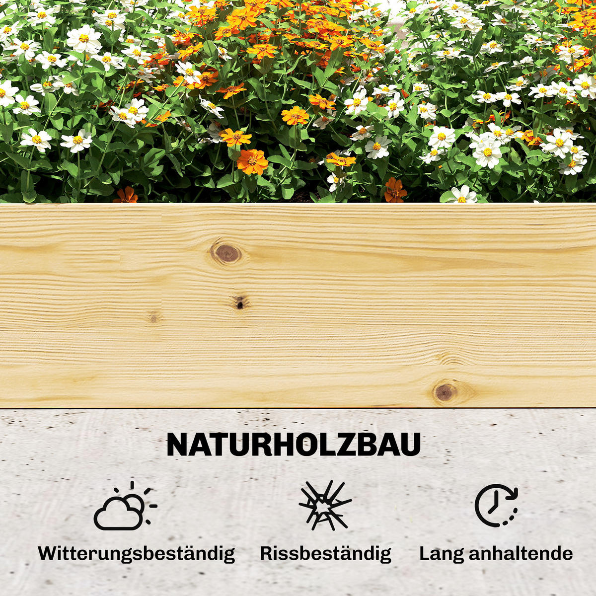 HOCHBEET mit 3 Rankgitter aus Tannenholz Naturholz - Naturfarben, Holz (125/102/240cm) - Outsunny