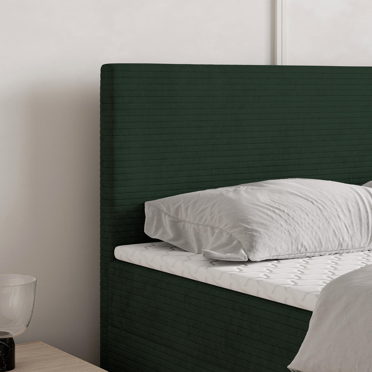 BOXBETT NIRA 140x200 cm mit Matratze und Topper - Grün - Grün, Holz (140/200cm) - MASSENO