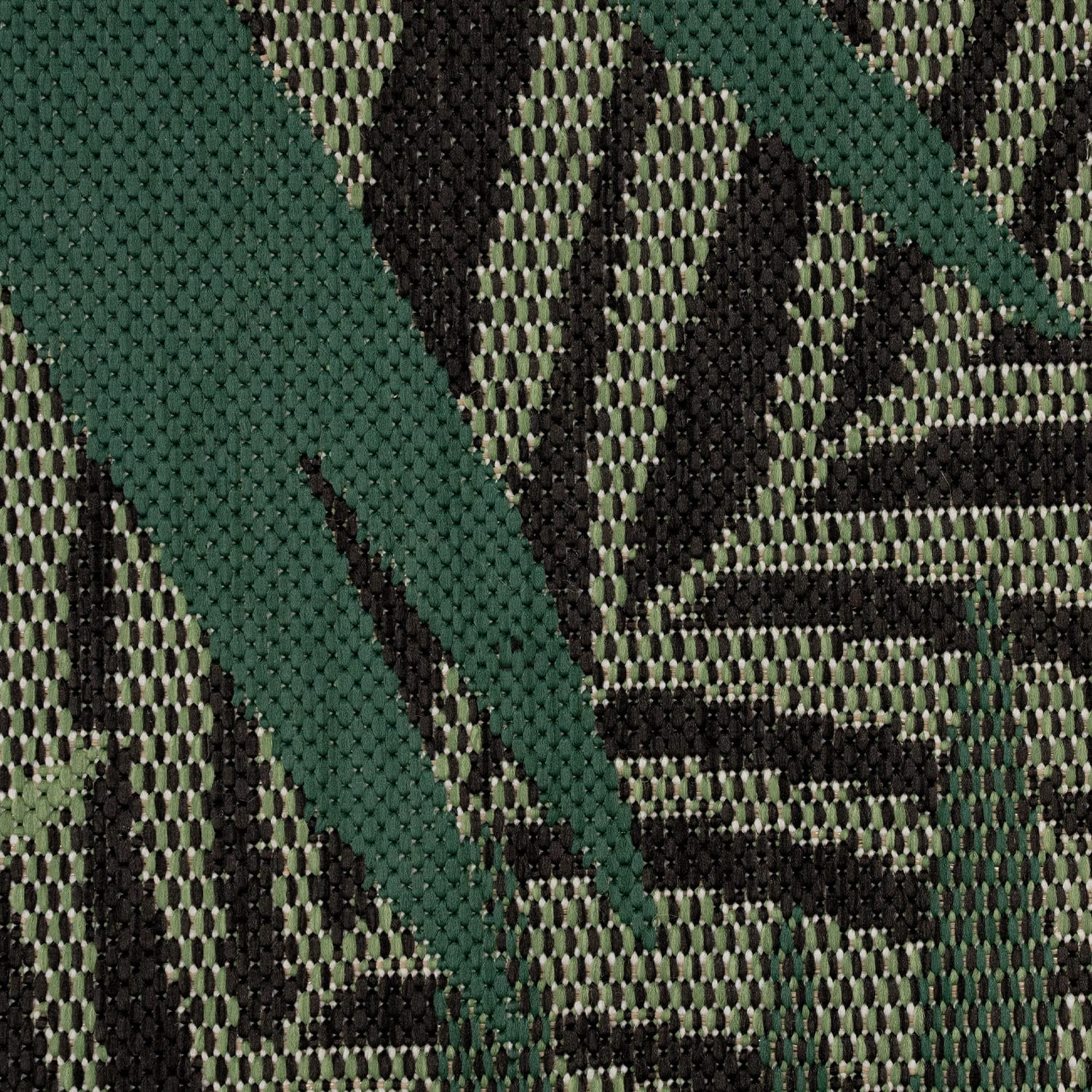 OUTDOOR Teppich Palmblättermuster Balkon, Terrasse schmutzabweisend Schwarz Läufer 80x150 - Schwarz, Textil (80/150cm) - KADIMA DESIGN