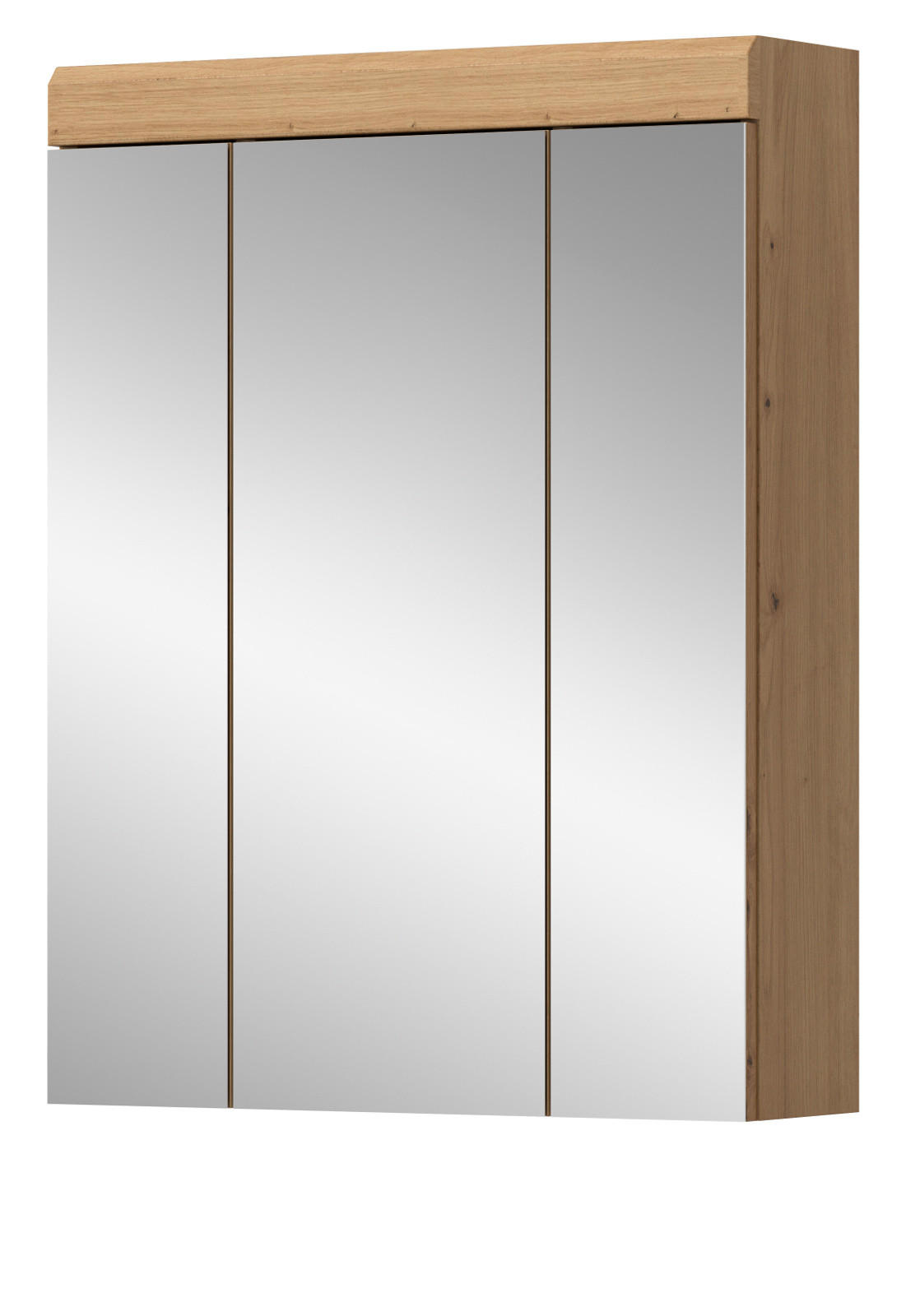 SPIEGELSCHRANK Salbei grün, Eiche Artisan 60 cm, Badschrank 3-türig - Eiche Artisan, Glas/Holzwerkstoff (60/79/18cm) - Inn.Furn