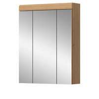 SPIEGELSCHRANK Salbei grün, Eiche Artisan 60 cm, Badschrank 3-türig - Eiche Artisan, Glas/Holzwerkstoff (60/79/18cm) - Inn.Furn