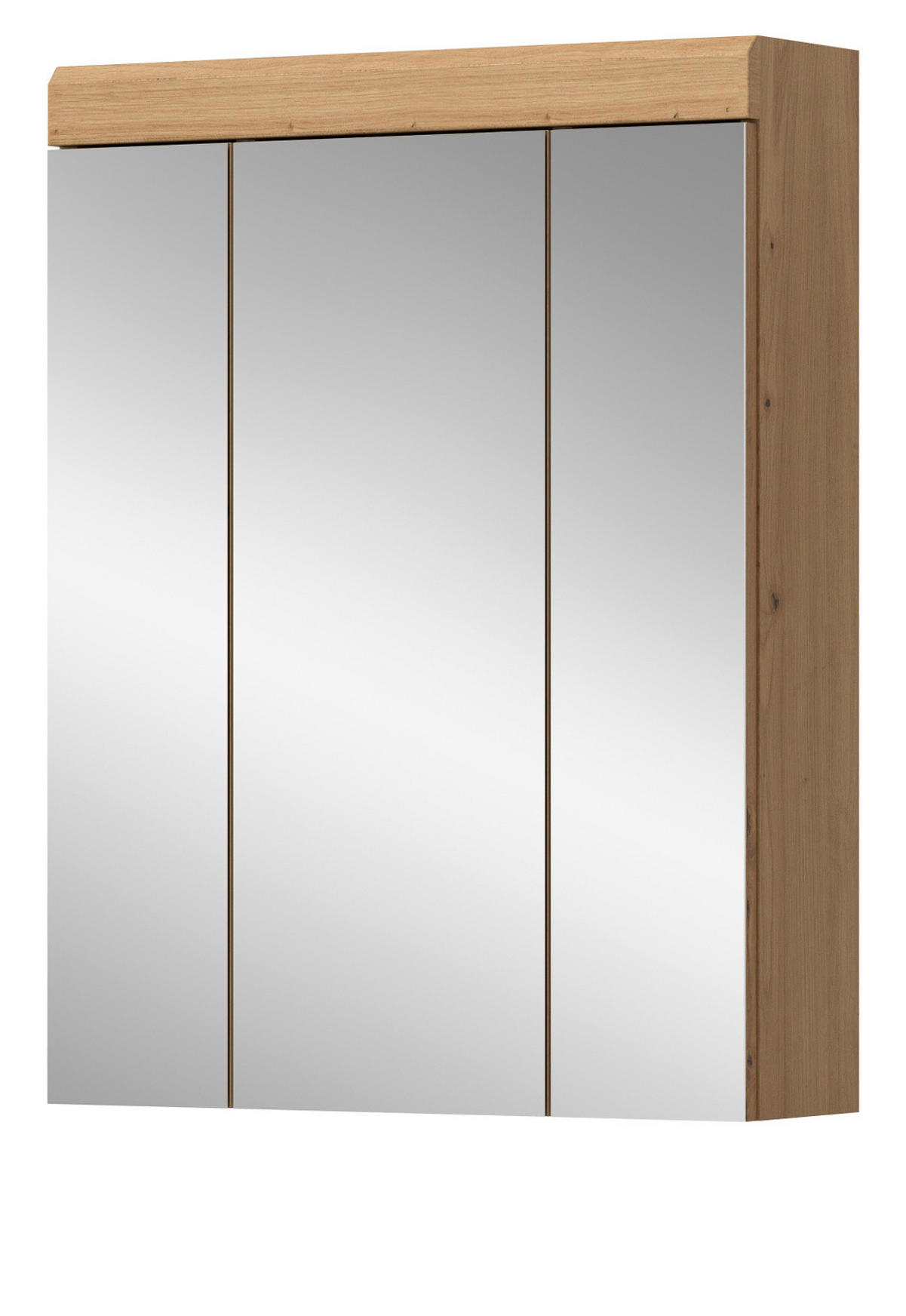 SPIEGELSCHRANK Salbei grün, Eiche Artisan 60 cm, Badschrank 3-türig - Eiche Artisan, Glas/Holzwerkstoff (60/79/18cm) - Inn.Furn