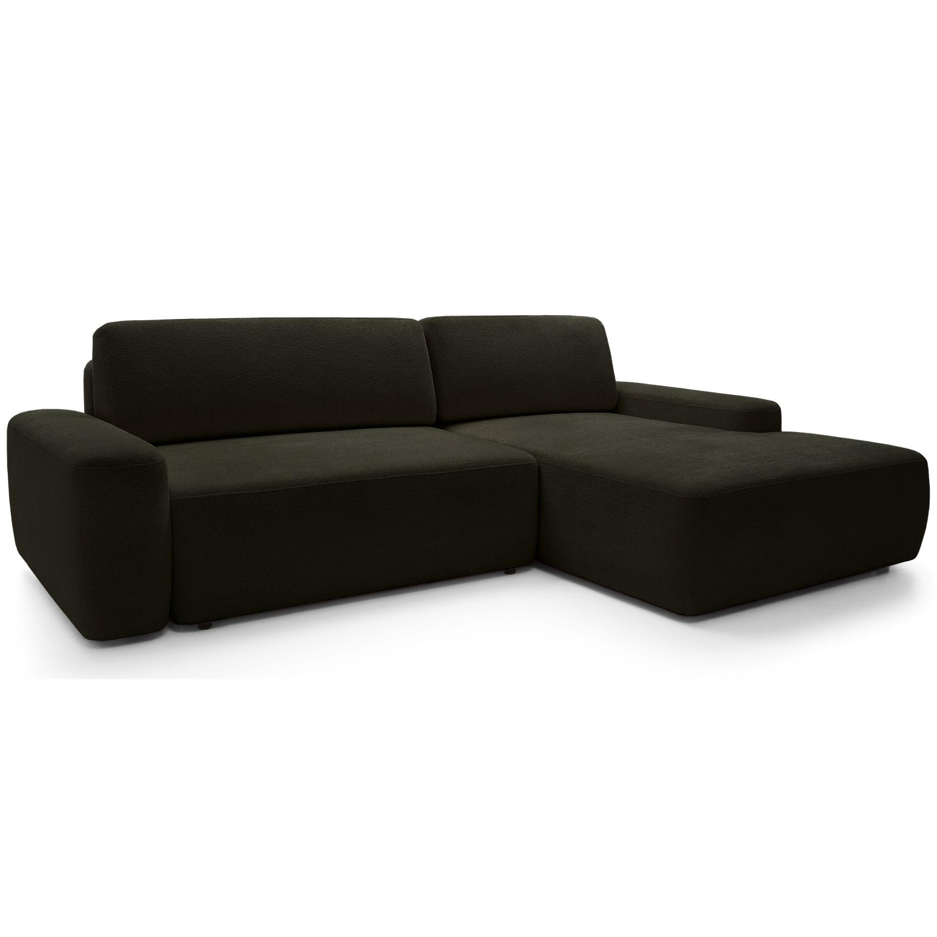 ECKSOFA Baleo Olivgrün Chenille-Bezug - Schwarz/Olivgrün, Kunststoff/Textil (264/162cm) - Selsey