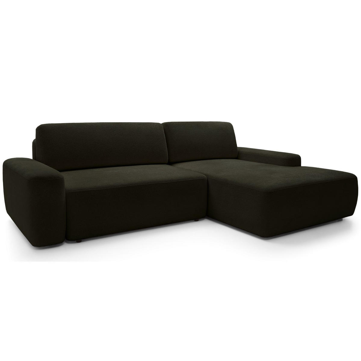 ECKSOFA Baleo Olivgrün Chenille-Bezug - Schwarz/Olivgrün, Kunststoff/Textil (264/162cm) - Selsey