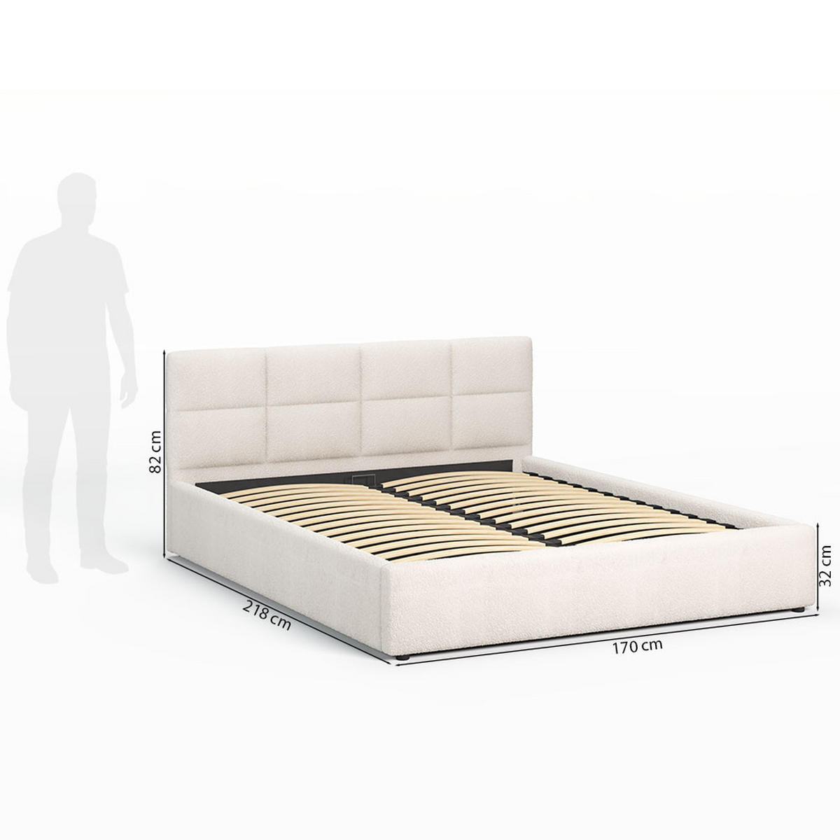 POLSTERBETT 160×200 mit Bettkasten und Lattenrost Mika Teddy-10 Beige Velours - Beige, Holz/Textil (160/200cm) - Jana